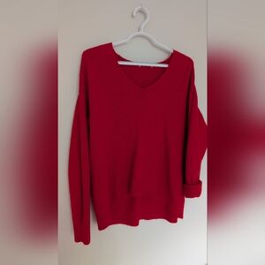 Red V-Neck Women's Sweater